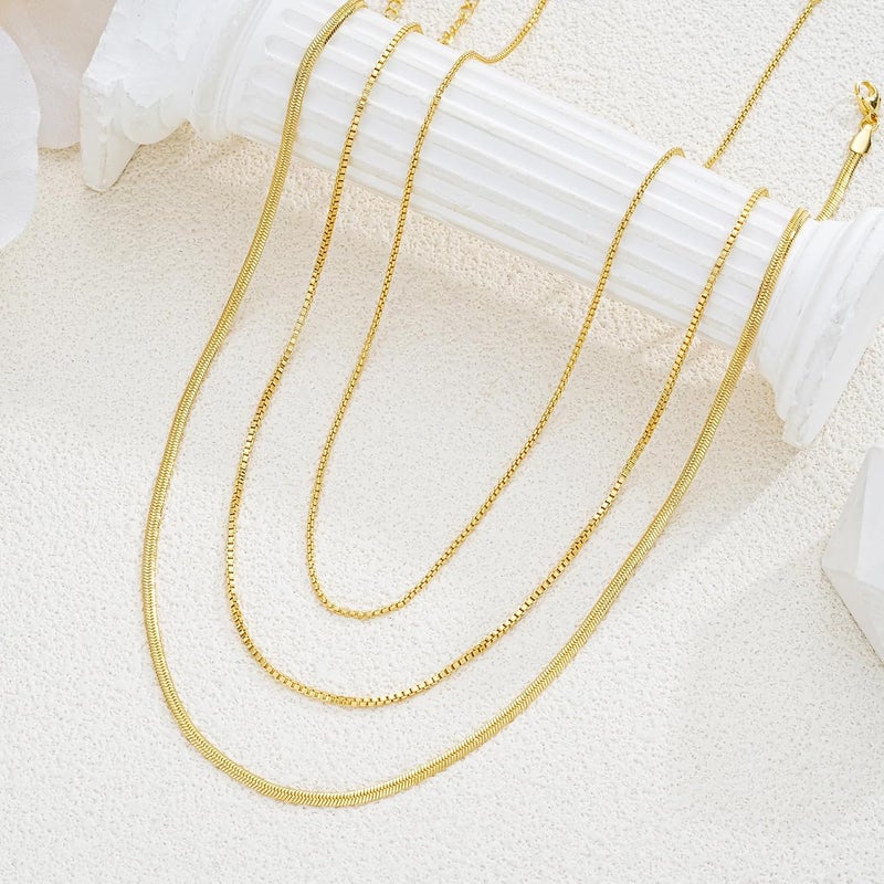 Dodder Store Gold Layered Necklaces for Women, 14K Gold Plated Dainty Gold Chain Choker Necklace Stack, Herringbone Gold Necklaces Set - Image 5